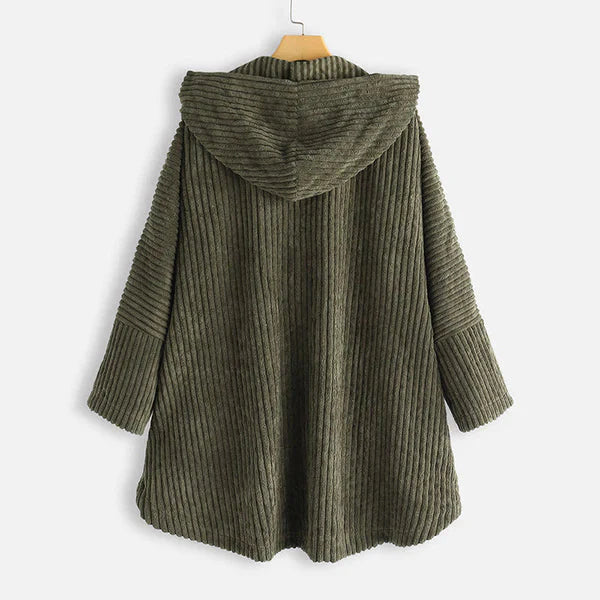 Stylish Hooded Ribbed Coat