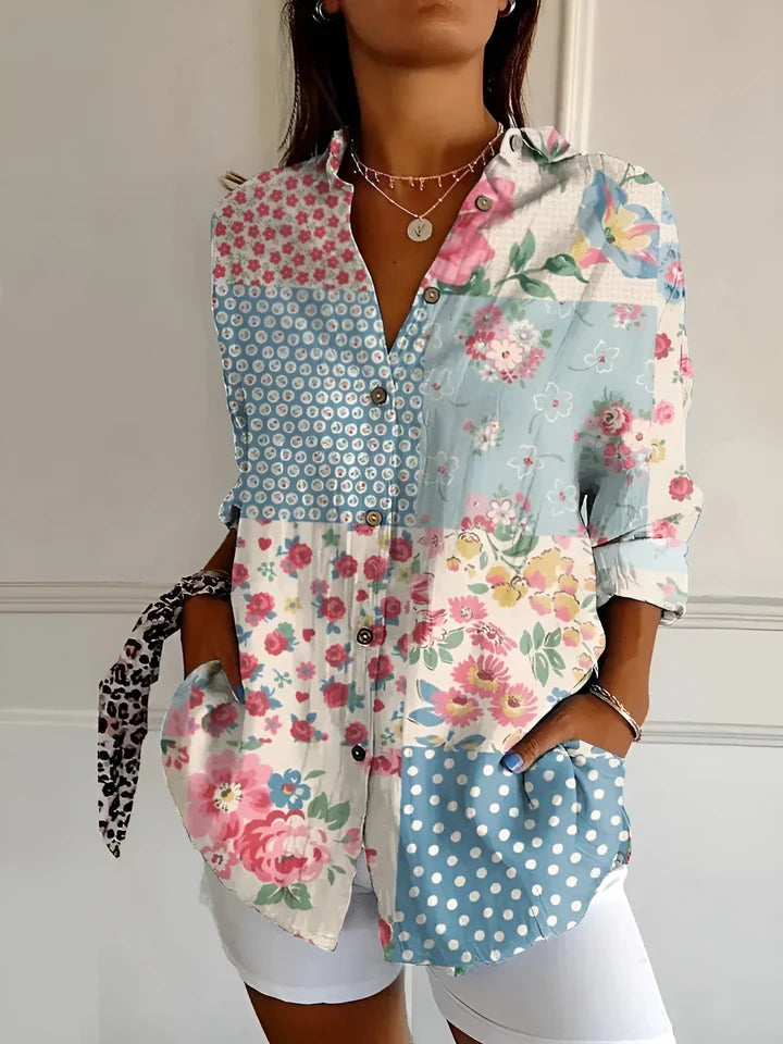 Amara™ | Floral Breeze Button-Up Shirt